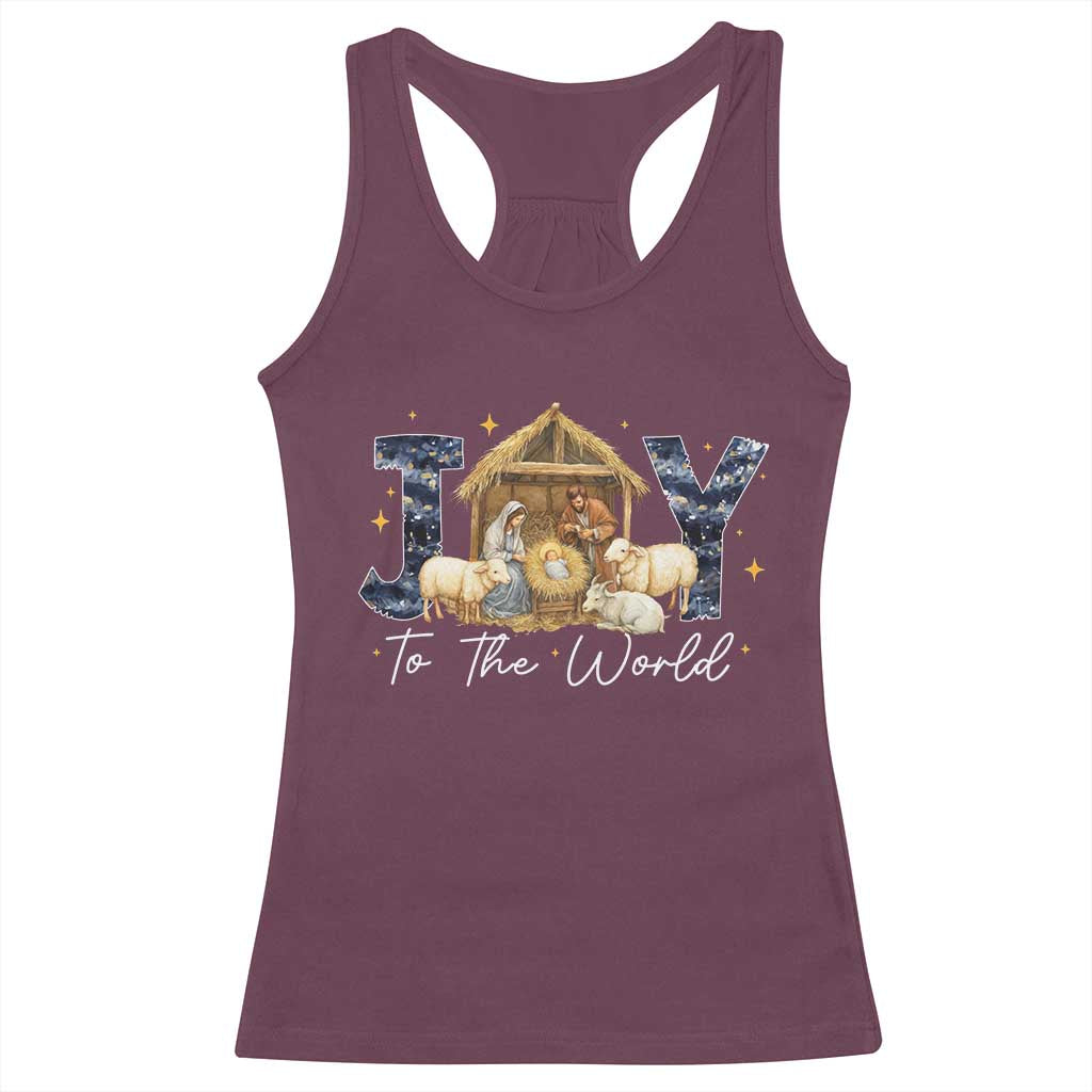 Nativity Scene Racerback Tank Top Christian Christmas Jesus Joy To The World - Wonder Print Shop