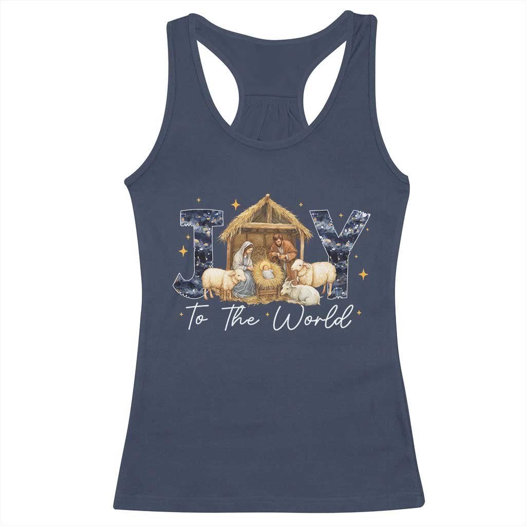 Nativity Scene Racerback Tank Top Christian Christmas Jesus Joy To The World - Wonder Print Shop