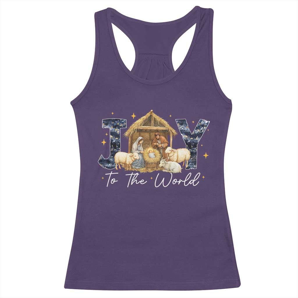 Nativity Scene Racerback Tank Top Christian Christmas Jesus Joy To The World - Wonder Print Shop