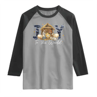 Nativity Scene Raglan Shirt Christian Christmas Jesus Joy To The World - Wonder Print Shop
