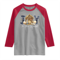 Nativity Scene Raglan Shirt Christian Christmas Jesus Joy To The World - Wonder Print Shop