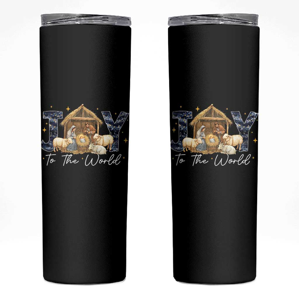 Nativity Scene Skinny Tumbler Christian Christmas Jesus Joy To The World - Wonder Print Shop