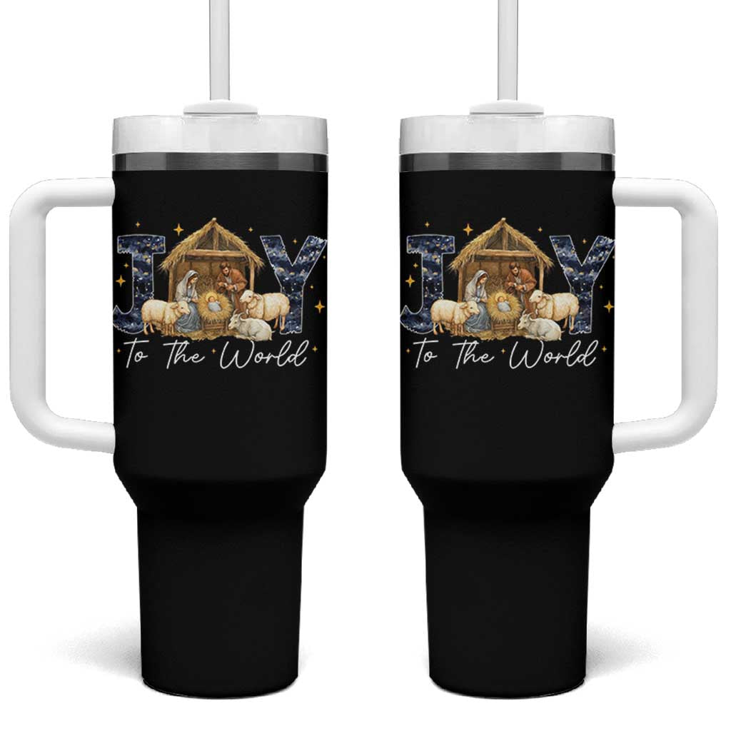 Nativity Scene Tumbler With Handle Christian Christmas Jesus Joy To The World - Wonder Print Shop