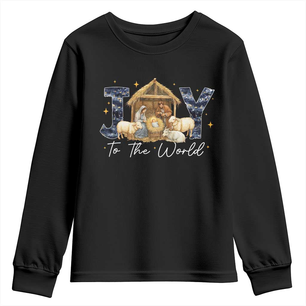 Nativity Scene Youth Sweatshirt Christian Christmas Jesus Joy To The World - Wonder Print Shop