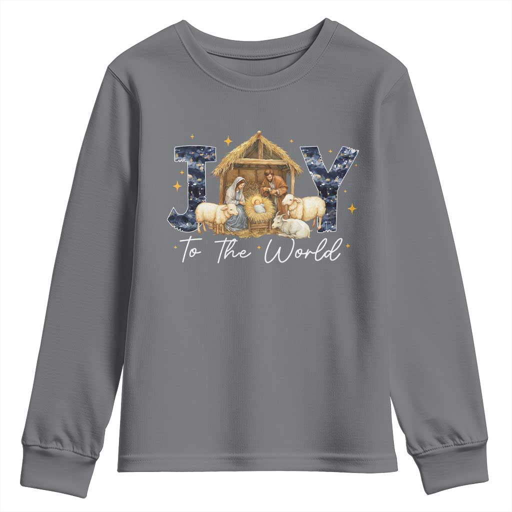 Nativity Scene Youth Sweatshirt Christian Christmas Jesus Joy To The World - Wonder Print Shop