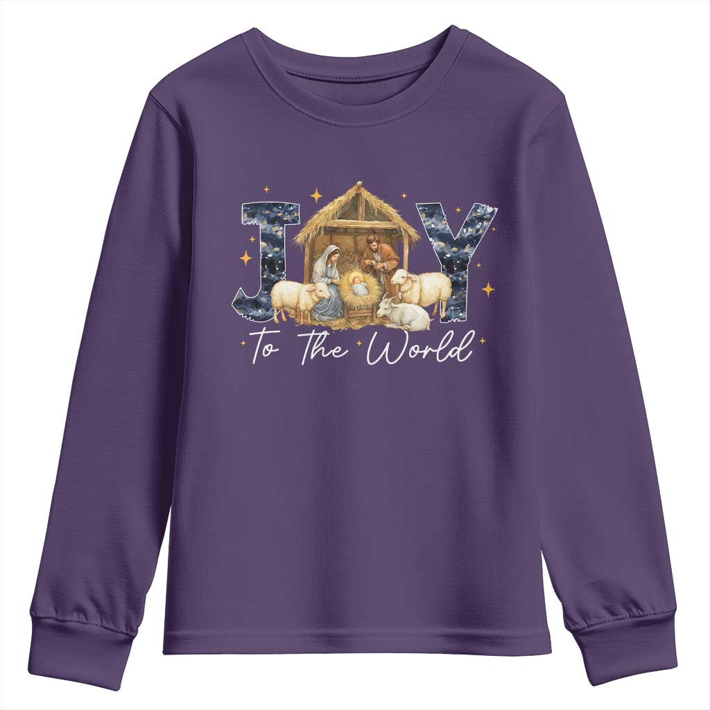 Nativity Scene Youth Sweatshirt Christian Christmas Jesus Joy To The World - Wonder Print Shop
