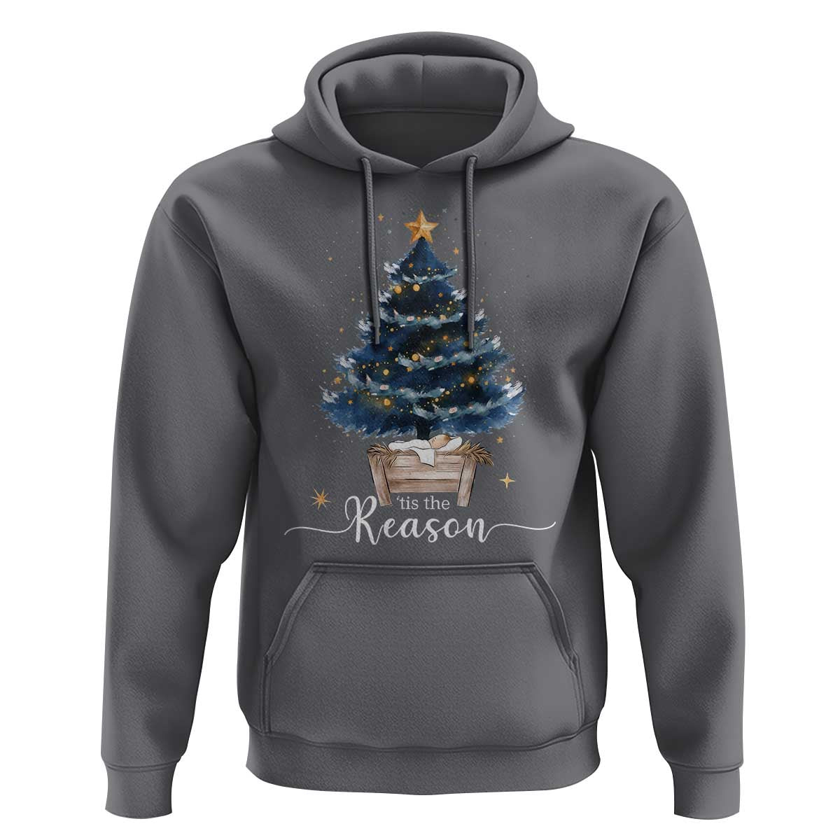 Nativity Scene Hoodie Jesus Reason Tis The Season Christian Christmas Tree - Wonder Print Shop