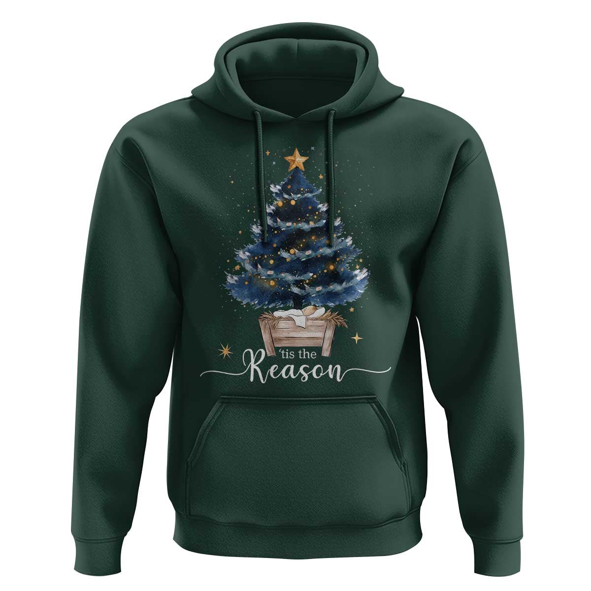 Nativity Scene Hoodie Jesus Reason Tis The Season Christian Christmas Tree - Wonder Print Shop