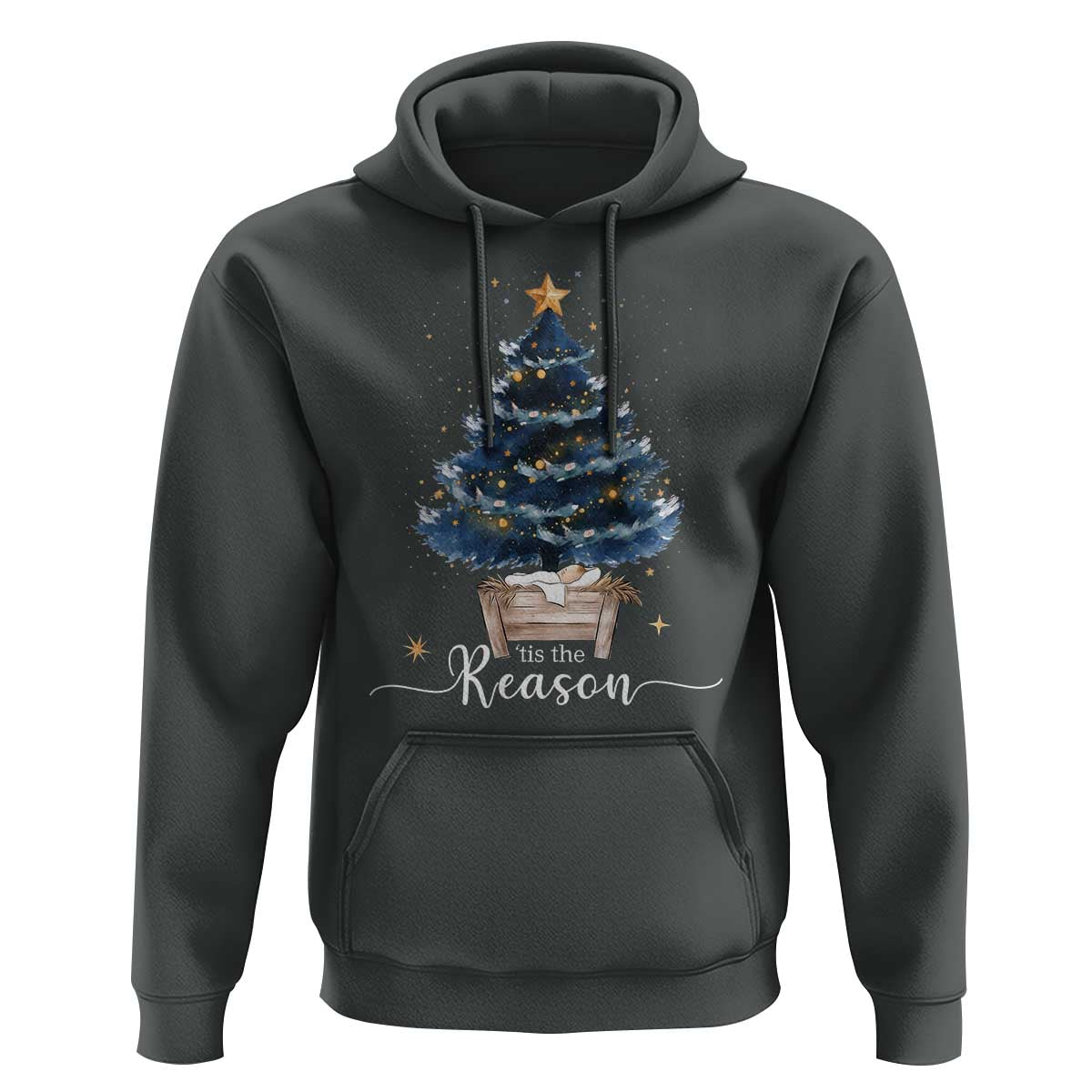 Nativity Scene Hoodie Jesus Reason Tis The Season Christian Christmas Tree - Wonder Print Shop