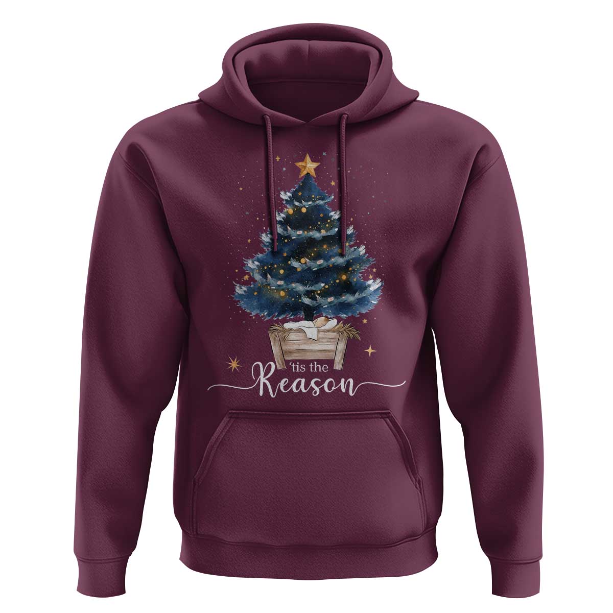 Nativity Scene Hoodie Jesus Reason Tis The Season Christian Christmas Tree - Wonder Print Shop