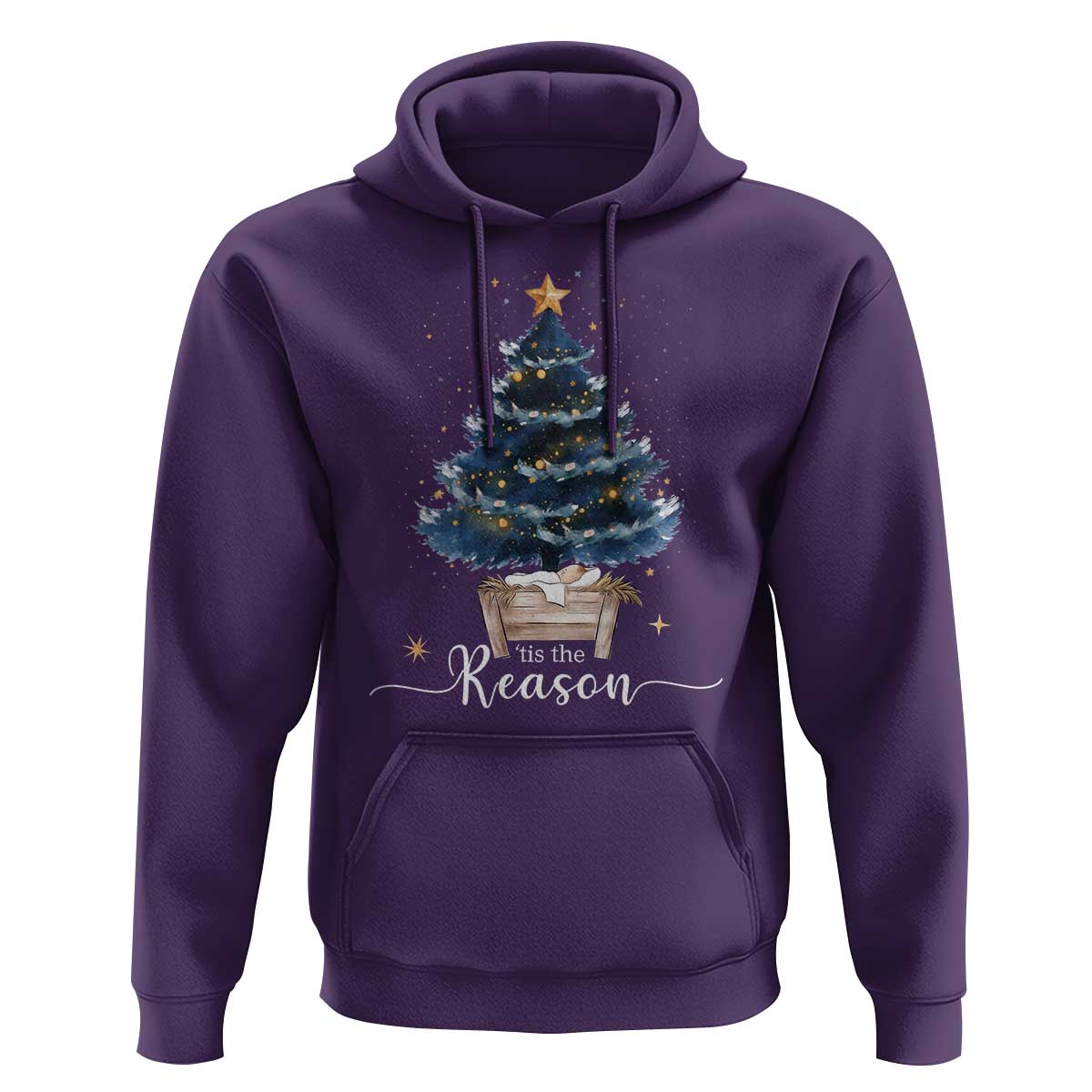 Nativity Scene Hoodie Jesus Reason Tis The Season Christian Christmas Tree - Wonder Print Shop