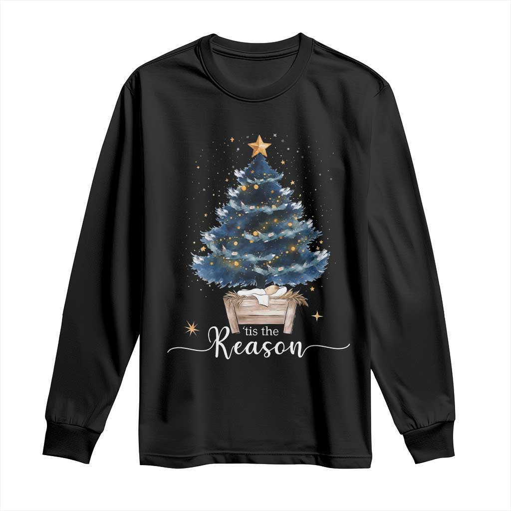 Nativity Scene Long Sleeve Shirt Jesus Reason Tis The Season Christian Christmas Tree - Wonder Print Shop