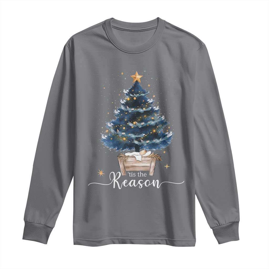 Nativity Scene Long Sleeve Shirt Jesus Reason Tis The Season Christian Christmas Tree - Wonder Print Shop