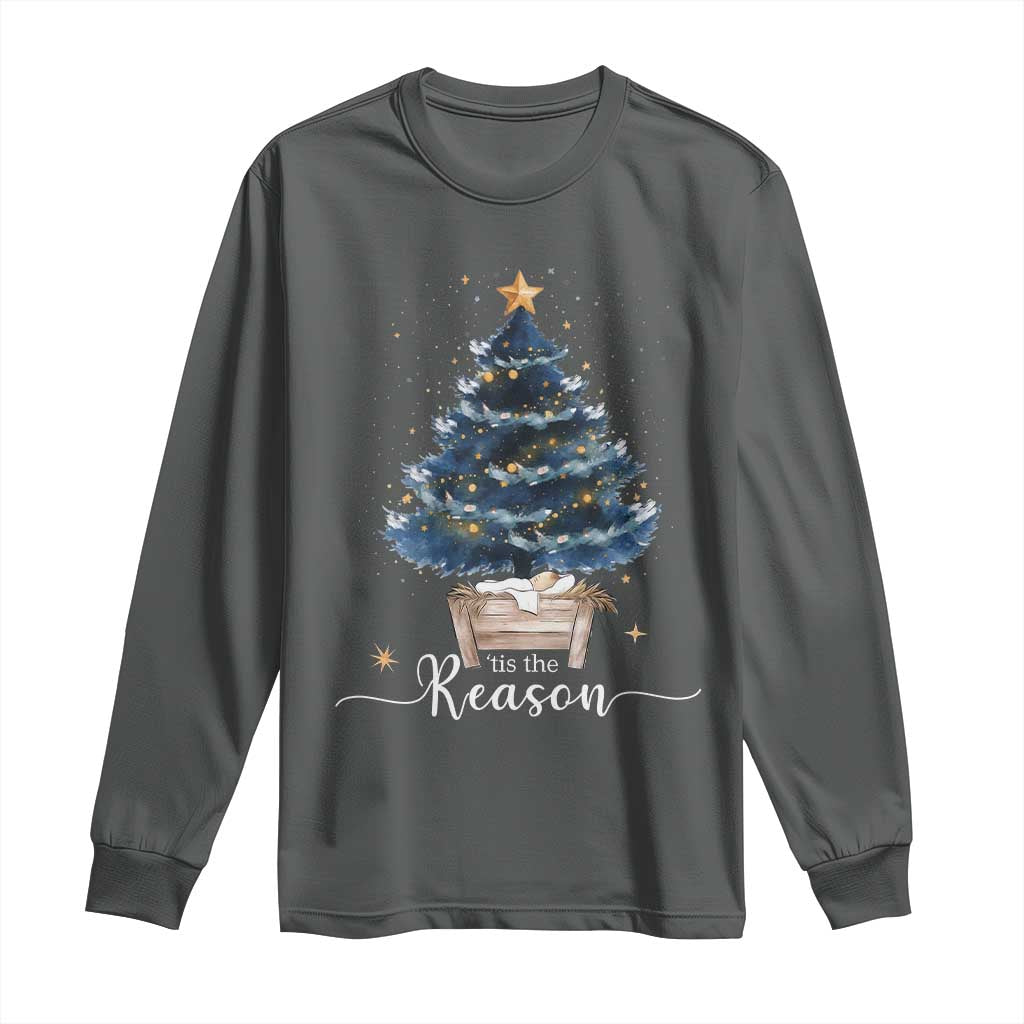 Nativity Scene Long Sleeve Shirt Jesus Reason Tis The Season Christian Christmas Tree - Wonder Print Shop