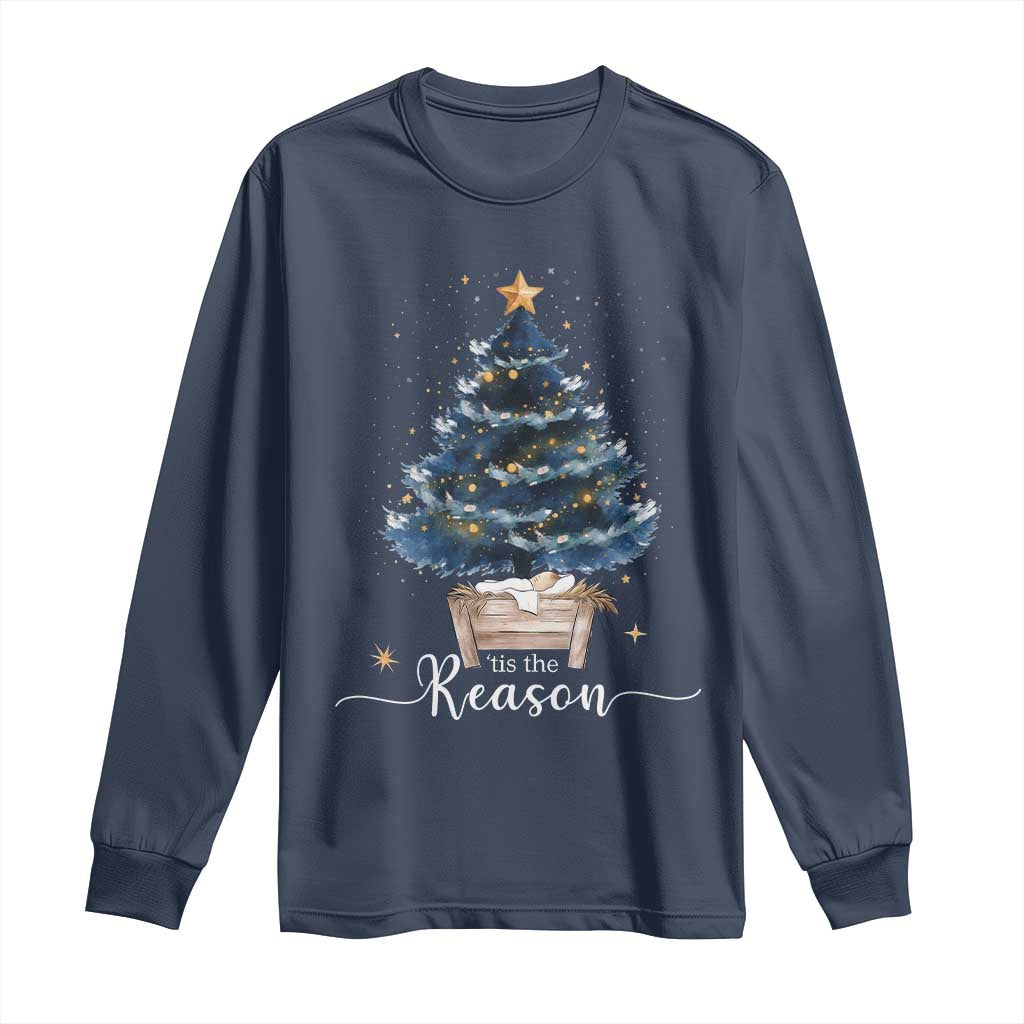 Nativity Scene Long Sleeve Shirt Jesus Reason Tis The Season Christian Christmas Tree - Wonder Print Shop