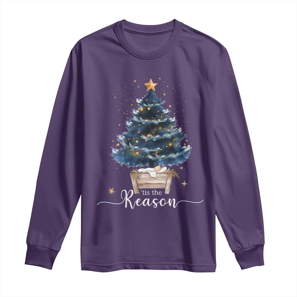 Nativity Scene Long Sleeve Shirt Jesus Reason Tis The Season Christian Christmas Tree - Wonder Print Shop