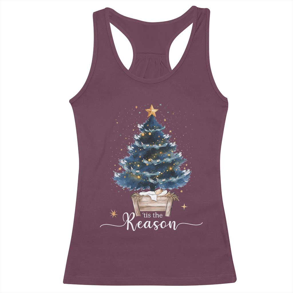 Nativity Scene Racerback Tank Top Jesus Reason Tis The Season Christian Christmas Tree - Wonder Print Shop