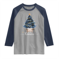 Nativity Scene Raglan Shirt Jesus Reason Tis The Season Christian Christmas Tree - Wonder Print Shop
