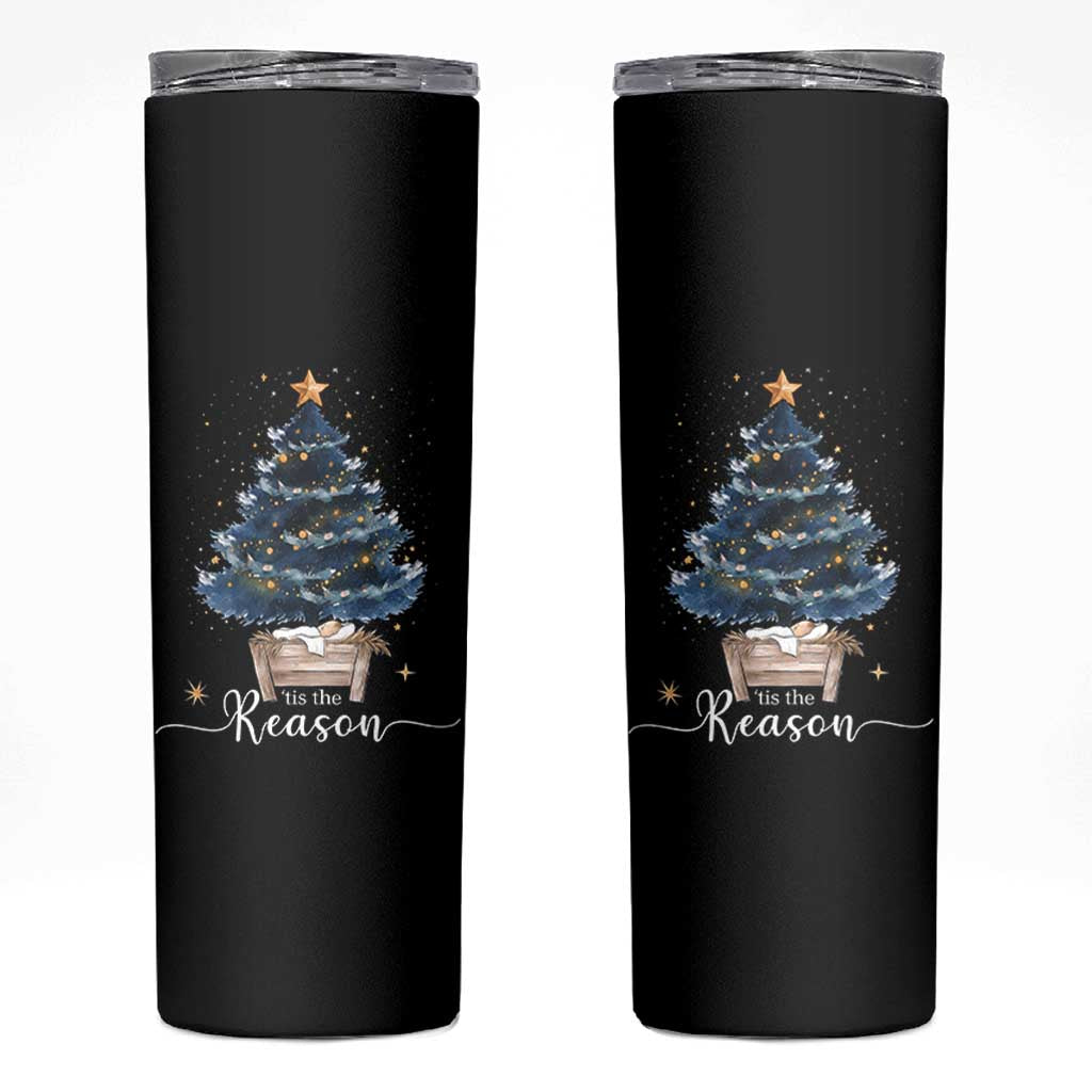 Nativity Scene Skinny Tumbler Jesus Reason Tis The Season Christian Christmas Tree - Wonder Print Shop