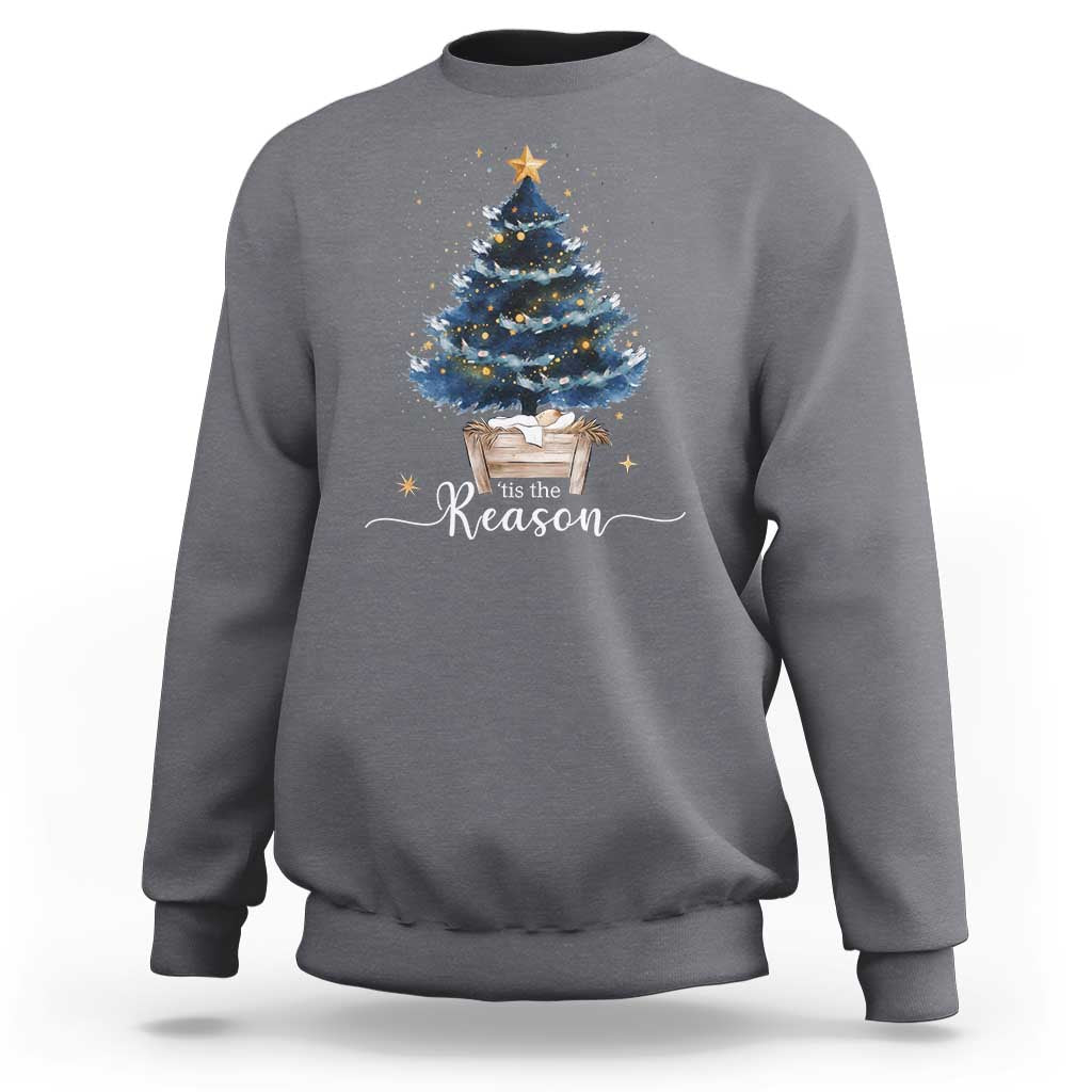 Nativity Scene Sweatshirt Jesus Reason Tis The Season Christian Christmas Tree - Wonder Print Shop