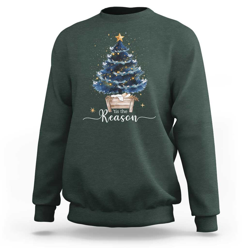 Nativity Scene Sweatshirt Jesus Reason Tis The Season Christian Christmas Tree - Wonder Print Shop