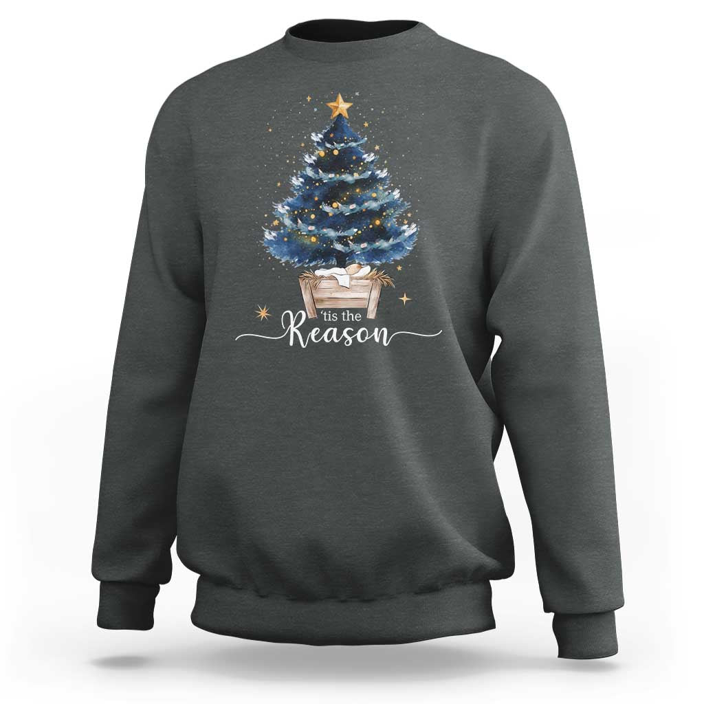 Nativity Scene Sweatshirt Jesus Reason Tis The Season Christian Christmas Tree - Wonder Print Shop