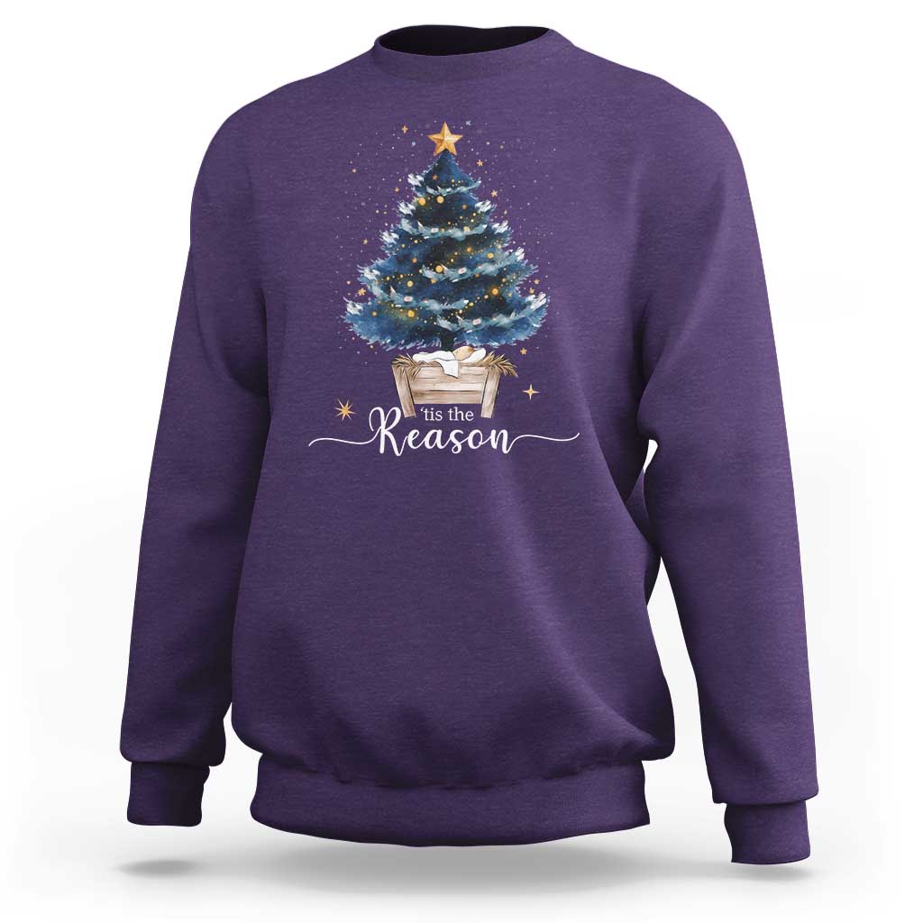 Nativity Scene Sweatshirt Jesus Reason Tis The Season Christian Christmas Tree - Wonder Print Shop