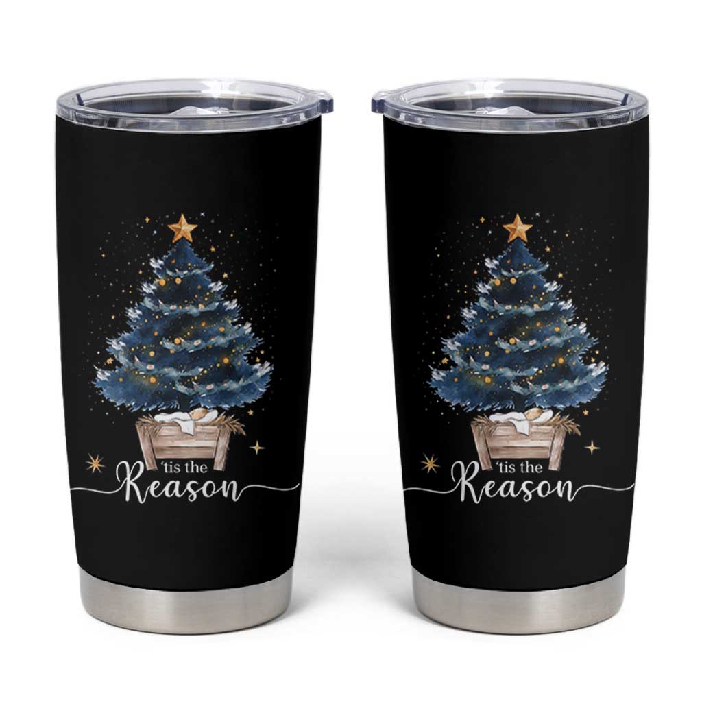 Nativity Scene Tumbler Cup Jesus Reason Tis The Season Christian Christmas Tree - Wonder Print Shop