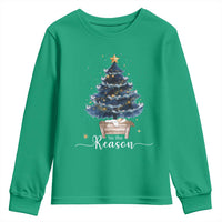 Nativity Scene Youth Sweatshirt Jesus Reason Tis The Season Christian Christmas Tree - Wonder Print Shop