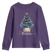 Nativity Scene Youth Sweatshirt Jesus Reason Tis The Season Christian Christmas Tree - Wonder Print Shop
