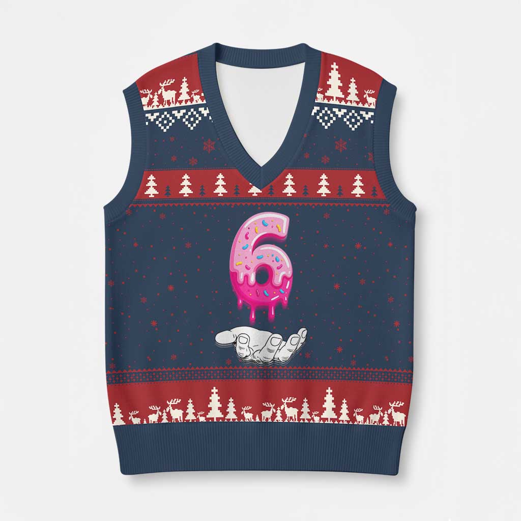 Funny 67 Six Seven Meme Couple Matching V-Neck Knit Sweater Vest Number 6 Baseball Ice Cream Drip - Wonder Print Shop