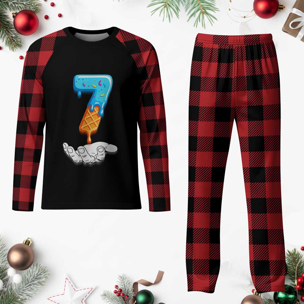 Funny 67 Six Seven Meme Couple Matching Plaid Pajama Set Number 7 Baseball Ice Cream Drip - Wonder Print Shop