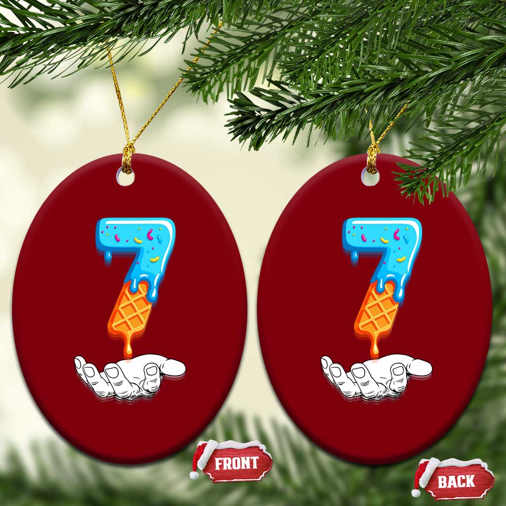 Funny 67 Six Seven Meme Couple Matching Ceramic Ornament Number 7 Baseball Ice Cream Drip - Wonder Print Shop