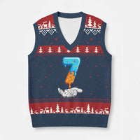 Funny 67 Six Seven Meme Couple Matching V-Neck Knit Sweater Vest Number 7 Baseball Ice Cream Drip - Wonder Print Shop