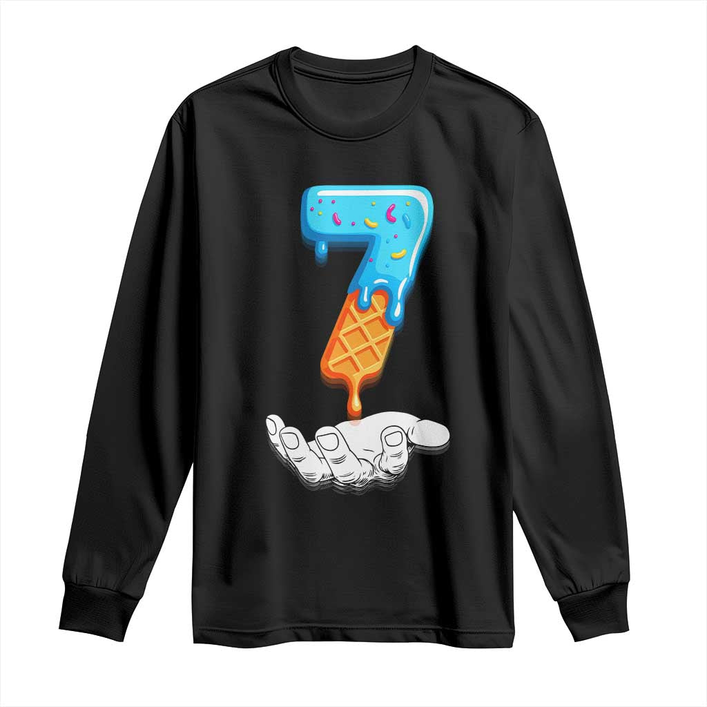 Funny 67 Six Seven Meme Couple Matching Long Sleeve Shirt Number 7 Baseball Ice Cream Drip - Wonder Print Shop
