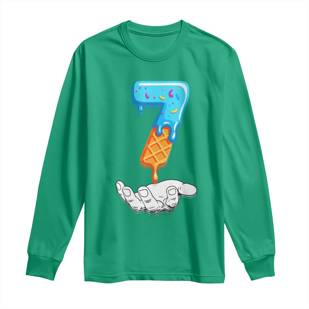 Funny 67 Six Seven Meme Couple Matching Long Sleeve Shirt Number 7 Baseball Ice Cream Drip - Wonder Print Shop