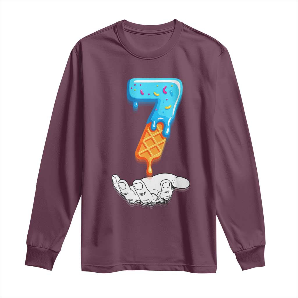 Funny 67 Six Seven Meme Couple Matching Long Sleeve Shirt Number 7 Baseball Ice Cream Drip - Wonder Print Shop