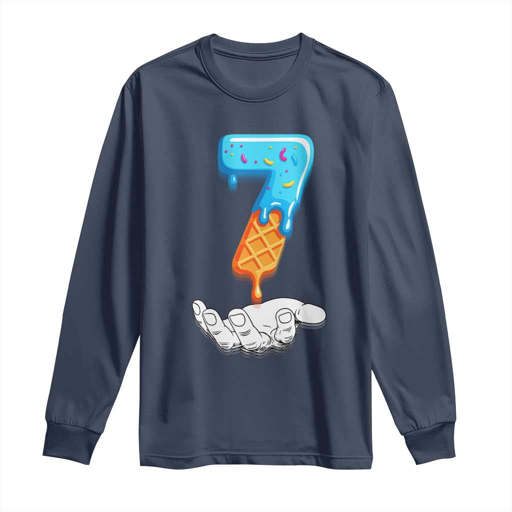 Funny 67 Six Seven Meme Couple Matching Long Sleeve Shirt Number 7 Baseball Ice Cream Drip - Wonder Print Shop