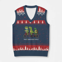 Subtle FDT V-Neck Knit Sweater Vest Frog Dinosaur Turtle Political Satire - Wonder Print Shop