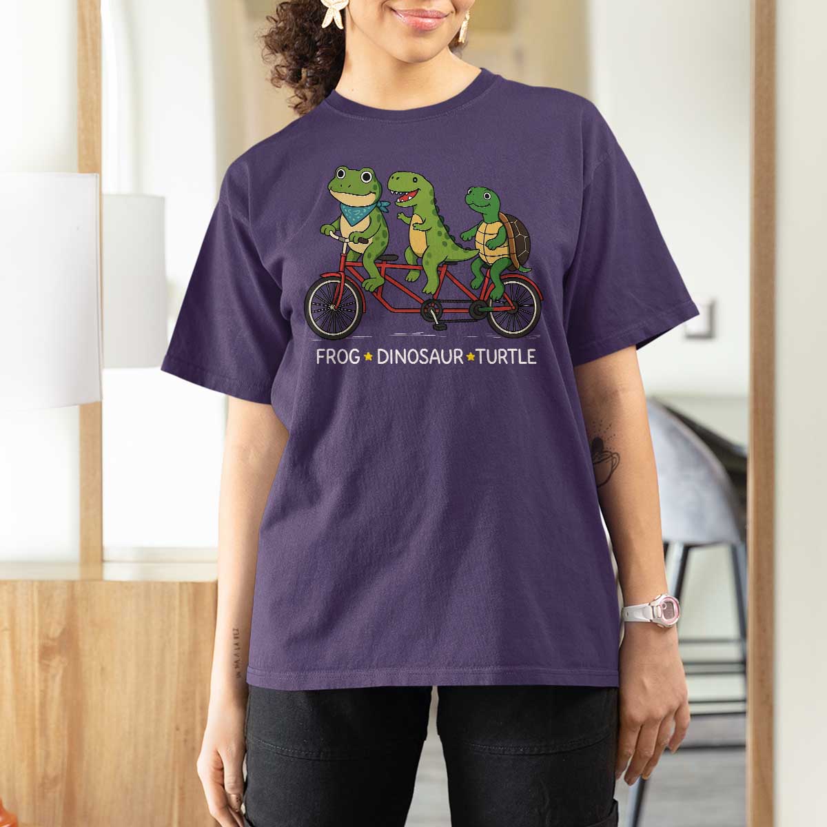 Subtle FDT T Shirt For Women Frog Dinosaur Turtle Political Satire - Wonder Print Shop