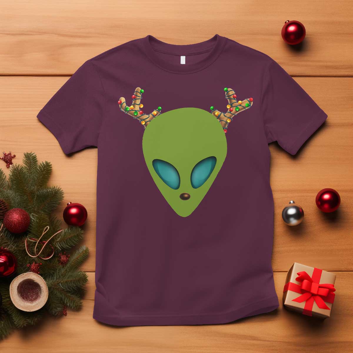 Alien Christmas T Shirt Funny Humans Aren't Real Cute UFO Gift - Wonder Print Shop