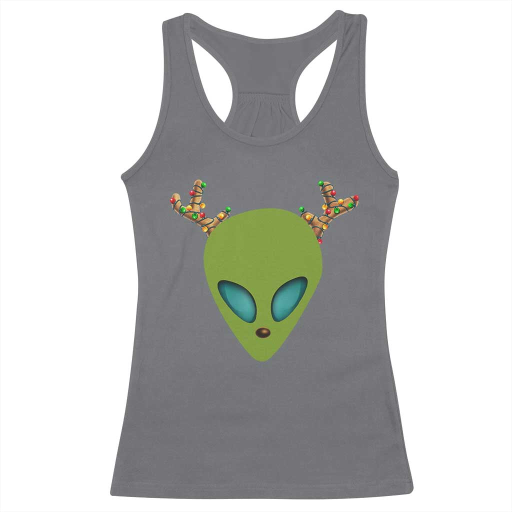 Alien Christmas Racerback Tank Top Funny Humans Aren't Real Cute UFO Gift
