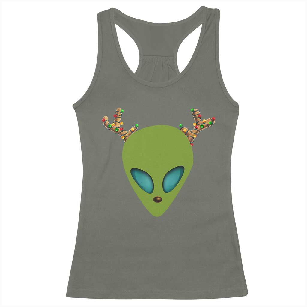 Alien Christmas Racerback Tank Top Funny Humans Aren't Real Cute UFO Gift