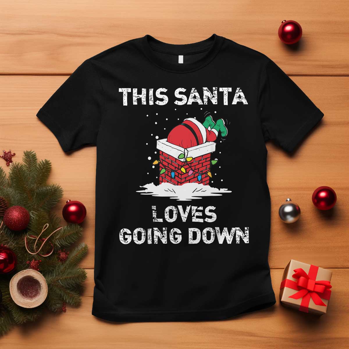 Christmas Santa T Shirt Funny This Santa Loves Going Down - Wonder Print Shop