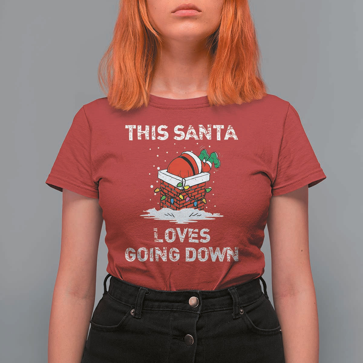 Christmas Santa T Shirt For Women Funny This Santa Loves Going Down - Wonder Print Shop