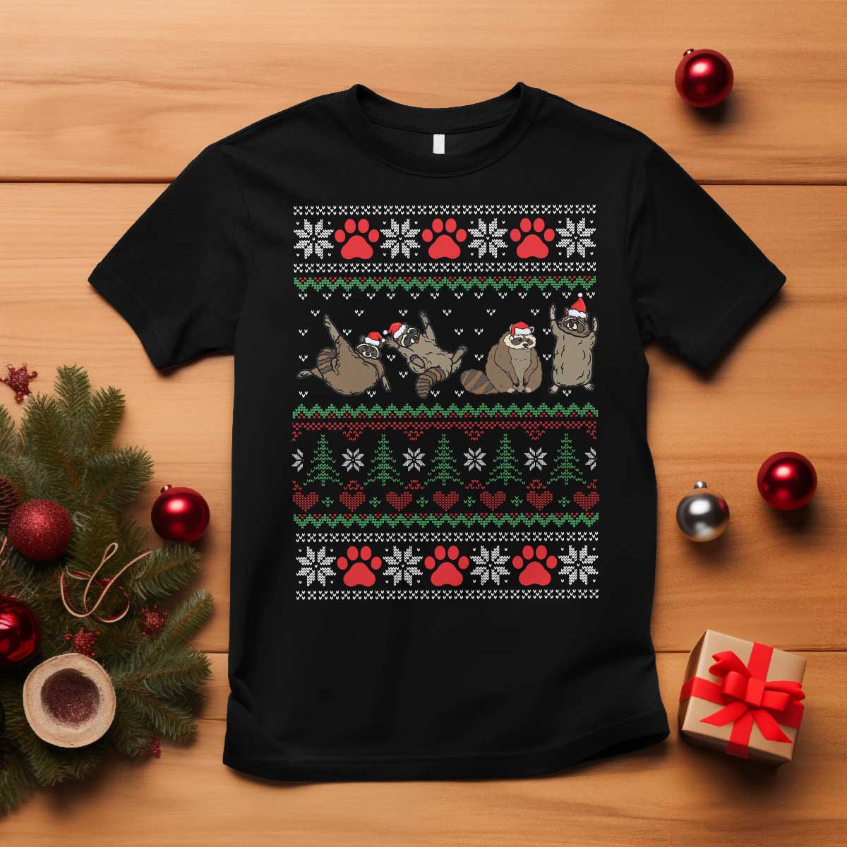 Raccoon Christmas T Shirt Funny Ugly Christmas - Wonder Print Shop