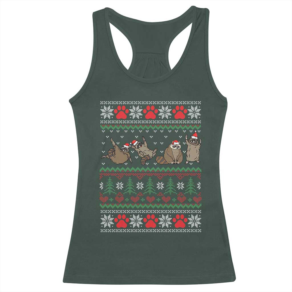 Raccoon Christmas Racerback Tank Top Funny Ugly Christmas