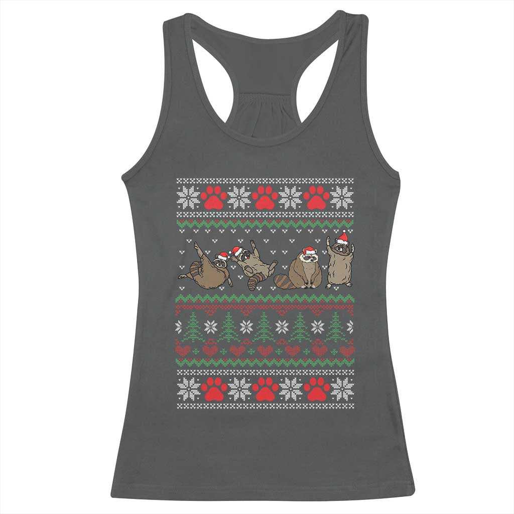 Raccoon Christmas Racerback Tank Top Funny Ugly Christmas