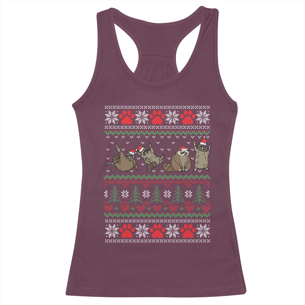 Raccoon Christmas Racerback Tank Top Funny Ugly Christmas