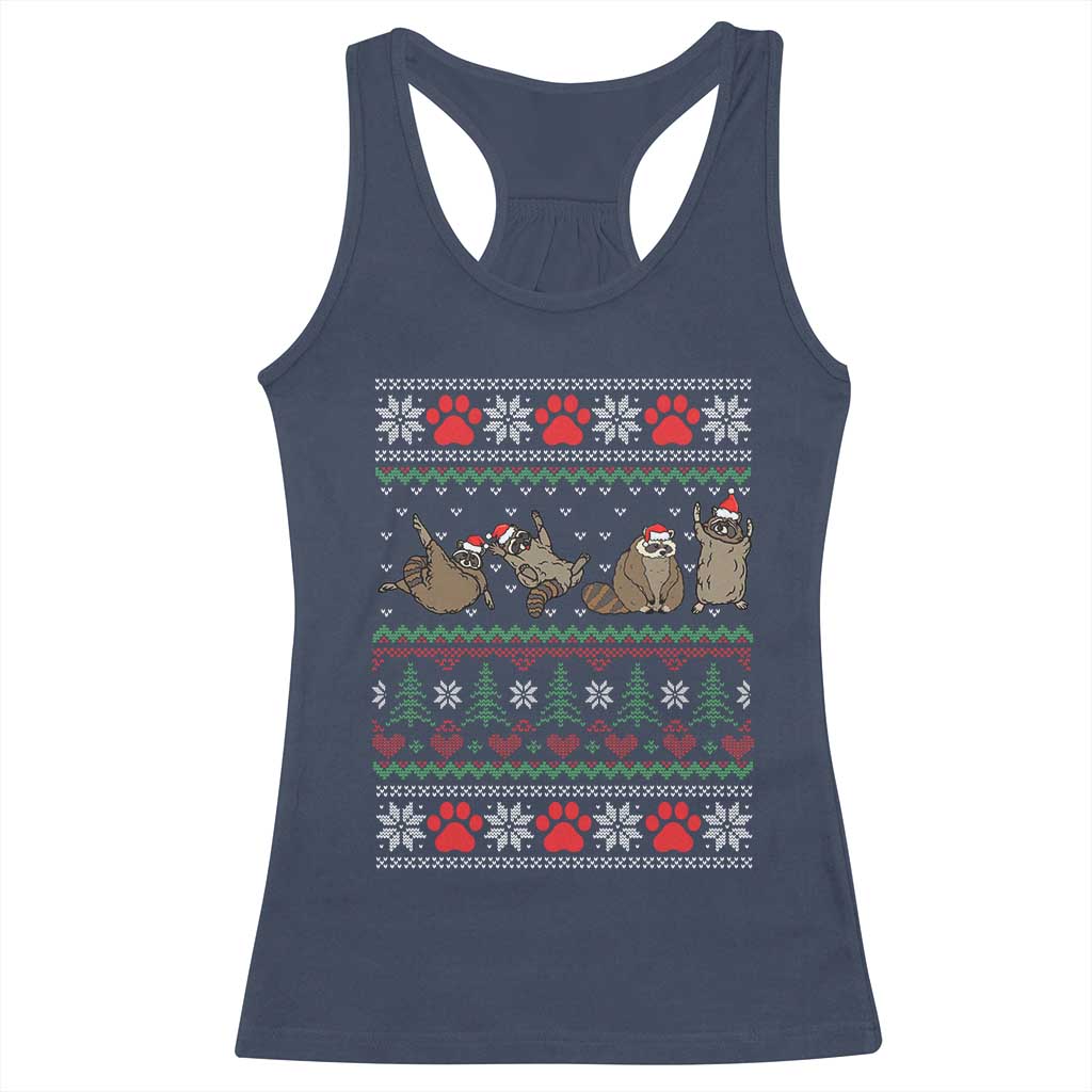 Raccoon Christmas Racerback Tank Top Funny Ugly Christmas